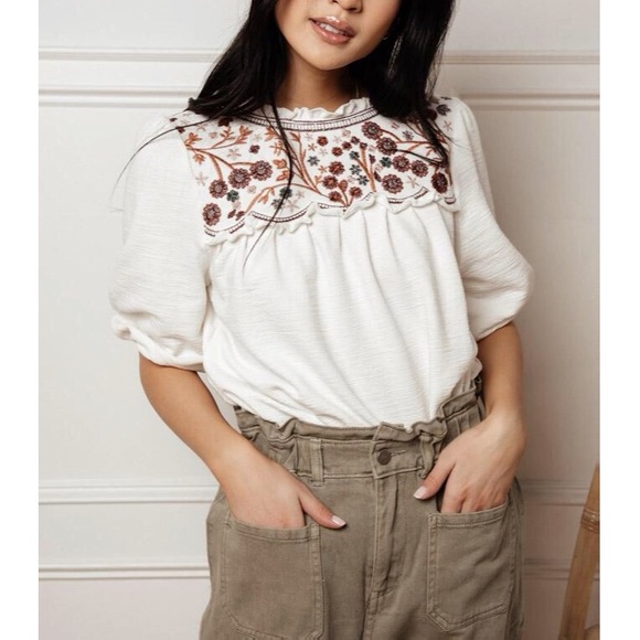 bohme Tops - Böhme NWT Embroidered Knit Top in Black